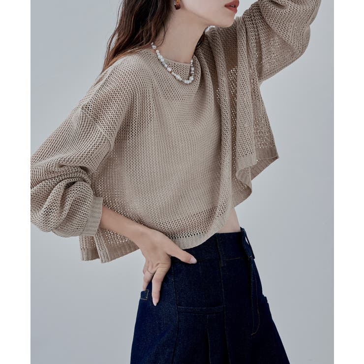 moffy様　　新品　Ample  クロシェニットIラインスカート　Ｆ　ベージュ セール 48%OFF】ヴァン Vin Ample クロシェニットIライン