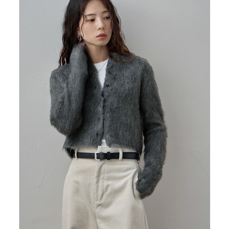 チャコールグレー | etoll エトル モヘアタッチクロップドカーディガン | Fashion Letter