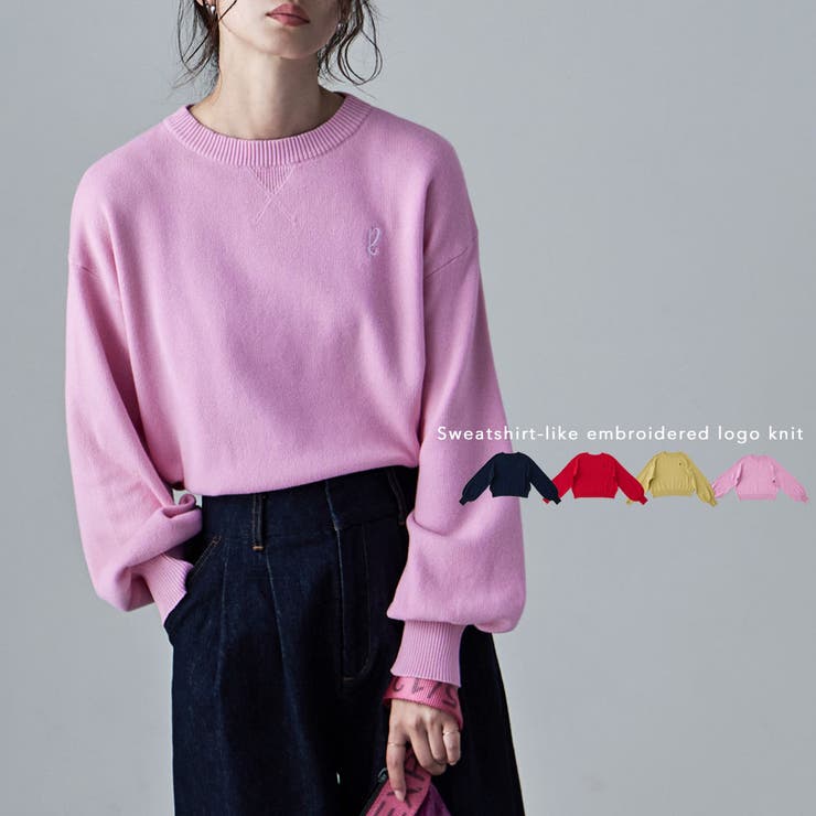 etoll エトル スウェットライク刺繍ロゴニット | Fashion Letter | 詳細画像1 