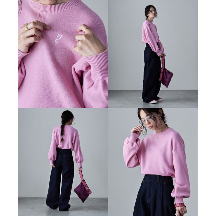 etoll エトル スウェットライク刺繍ロゴニット | Fashion Letter | 詳細画像4 