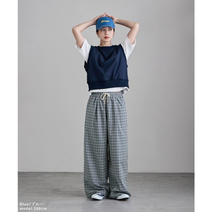 etoll エトル チェック柄コットンワイドパンツ | Fashion Letter | 詳細画像2 