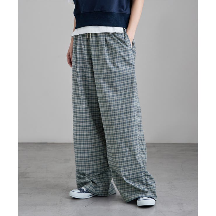 etoll エトル チェック柄コットンワイドパンツ | Fashion Letter | 詳細画像3 