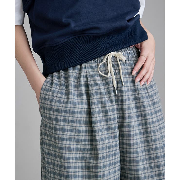 etoll エトル チェック柄コットンワイドパンツ | Fashion Letter | 詳細画像4 