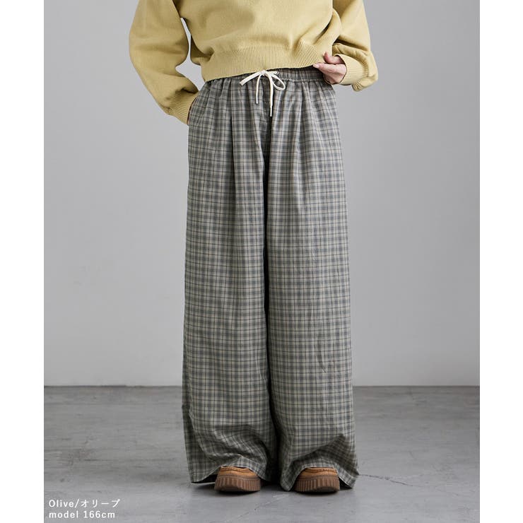 etoll エトル チェック柄コットンワイドパンツ | Fashion Letter | 詳細画像7 