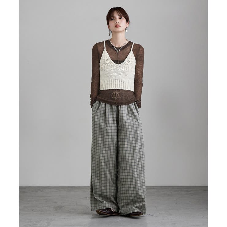 etoll エトル チェック柄コットンワイドパンツ | Fashion Letter | 詳細画像11 