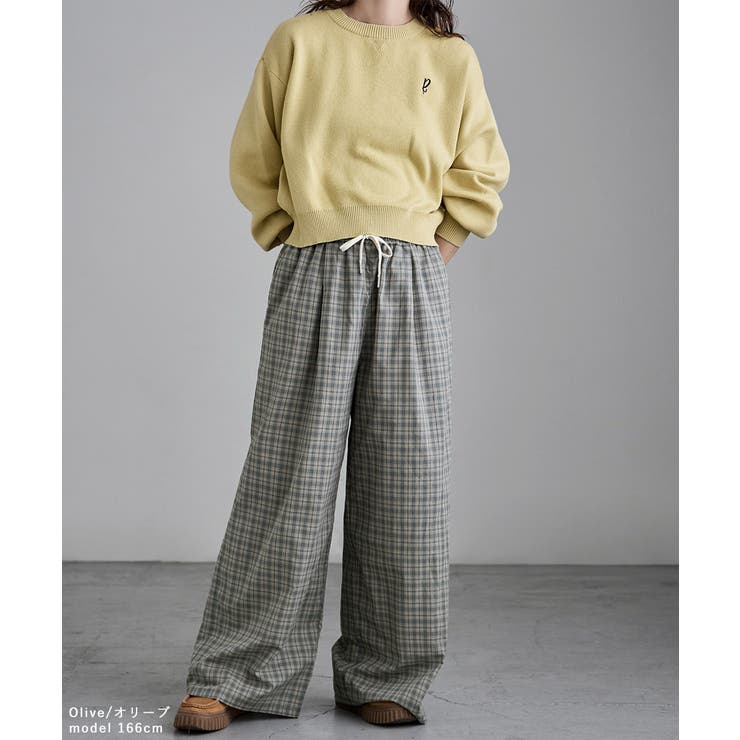 etoll エトル チェック柄コットンワイドパンツ | Fashion Letter | 詳細画像16 