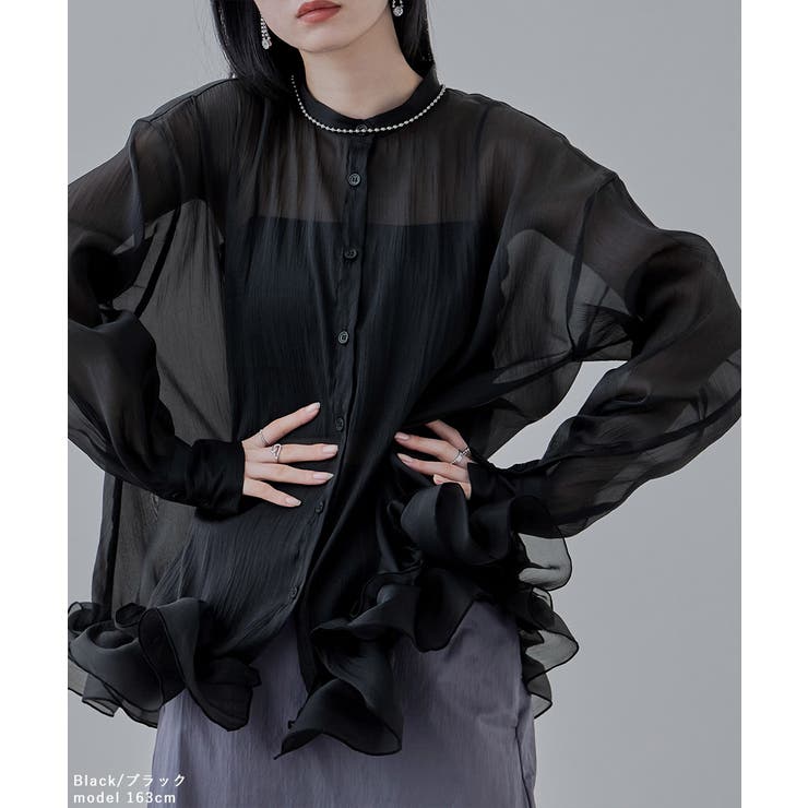 etoll エトル オーガンジーフリルヘムシアーブラウス | Fashion Letter | 詳細画像2 