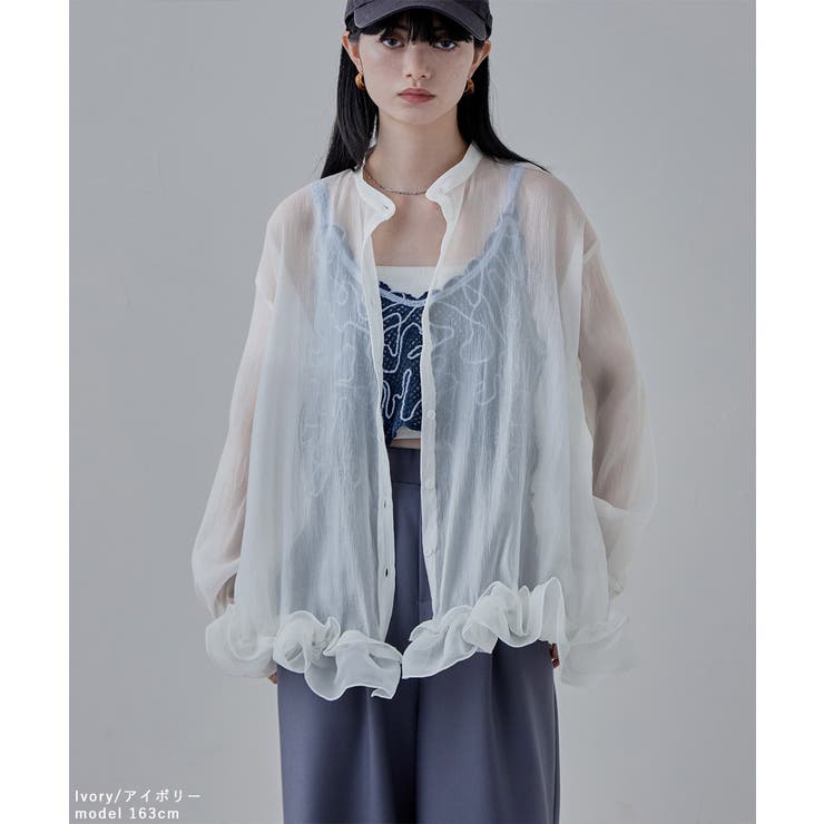 etoll エトル オーガンジーフリルヘムシアーブラウス | Fashion Letter | 詳細画像5 