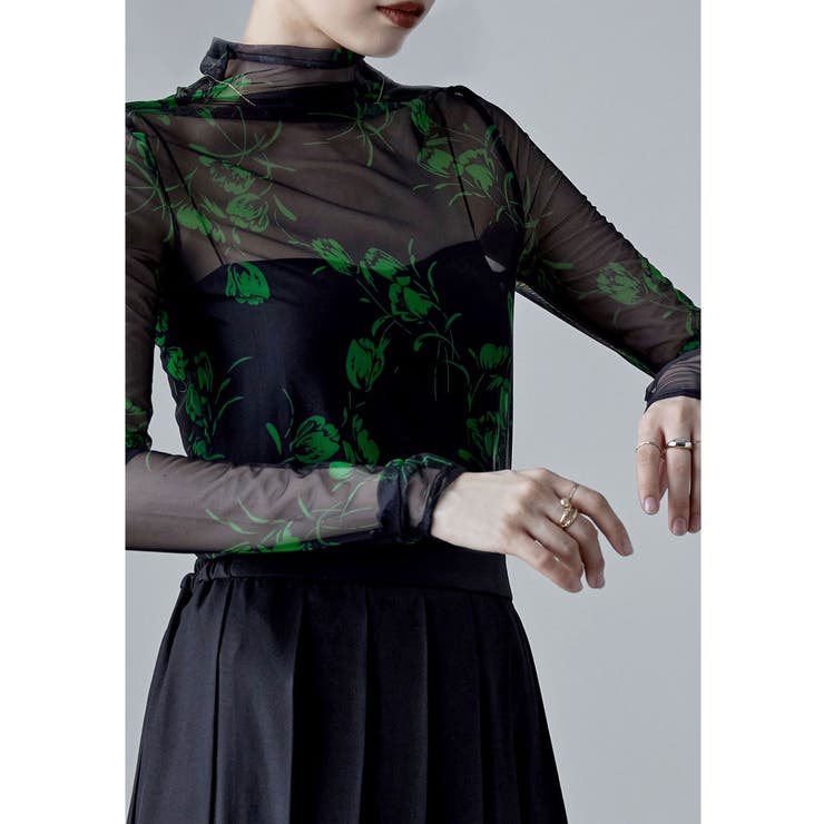 etoll エトル 花柄シアーボトルネックトップス | Fashion Letter | 詳細画像5 