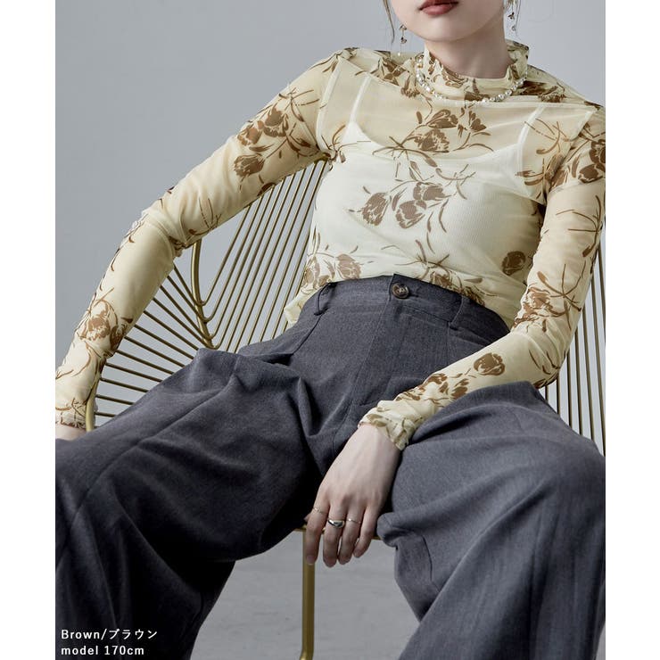 etoll エトル 花柄シアーボトルネックトップス | Fashion Letter | 詳細画像6 