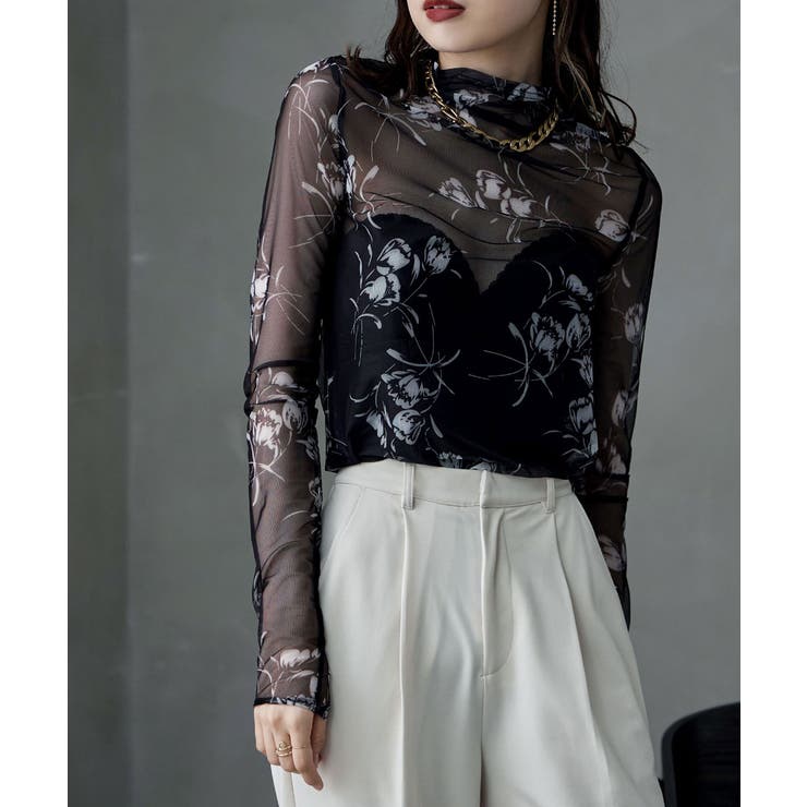 etoll エトル 花柄シアーボトルネックトップス | Fashion Letter | 詳細画像12 