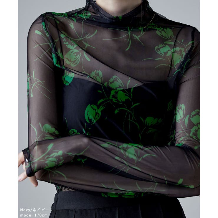 etoll エトル 花柄シアーボトルネックトップス | Fashion Letter | 詳細画像14 