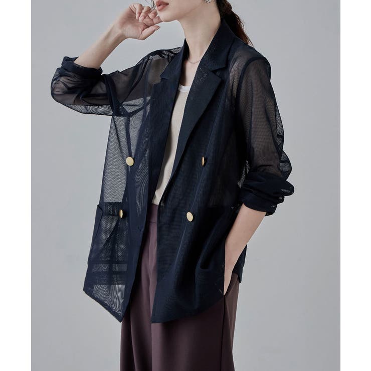 etoll エトル メッシュシアーテーラードジャケット | Fashion Letter | 詳細画像5 