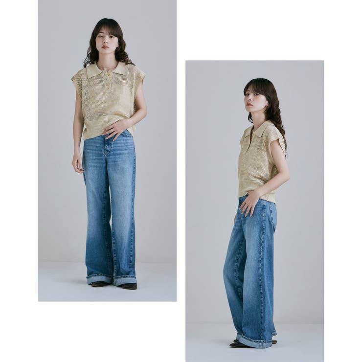 etoll エトル ミックスメッシュポロ襟ニット | Fashion Letter | 詳細画像8 