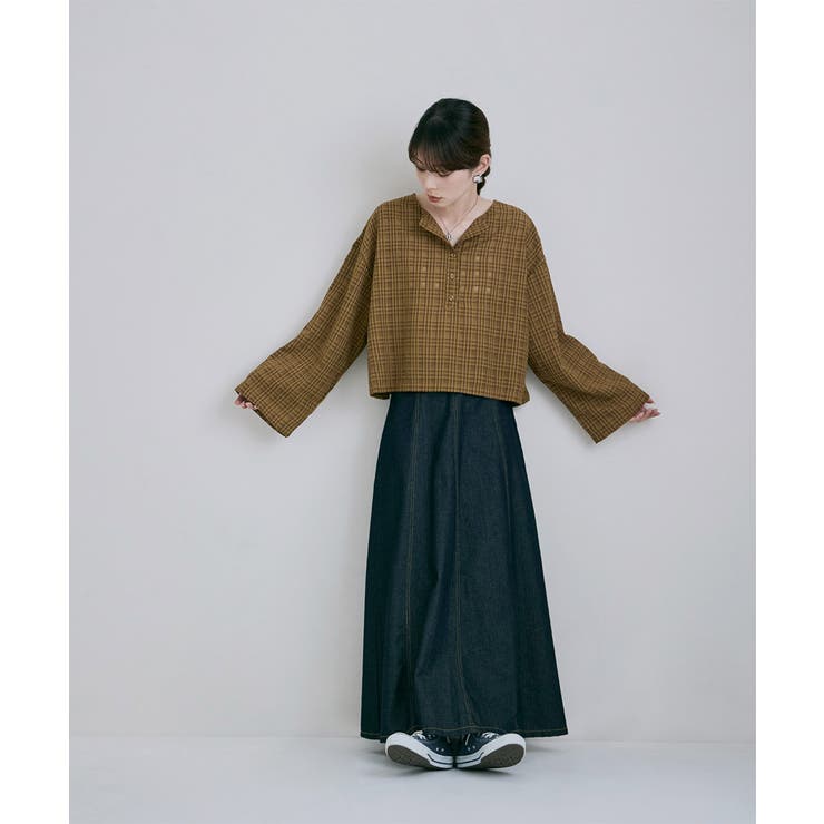 etoll エトル 2wayチェック柄シアーブラウス | Fashion Letter | 詳細画像17 