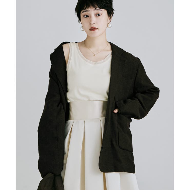 アイボリー | etoll エトル チュールトリムリブタンクトップ | Fashion Letter