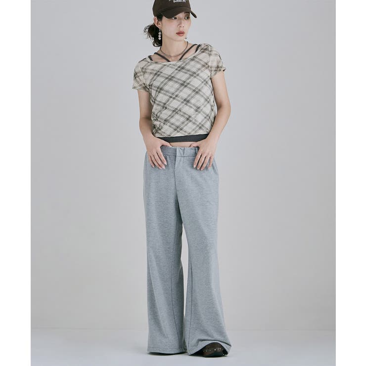 etoll エトル バイアスチェックフライスコンパクトTシャツ | Fashion Letter | 詳細画像4 