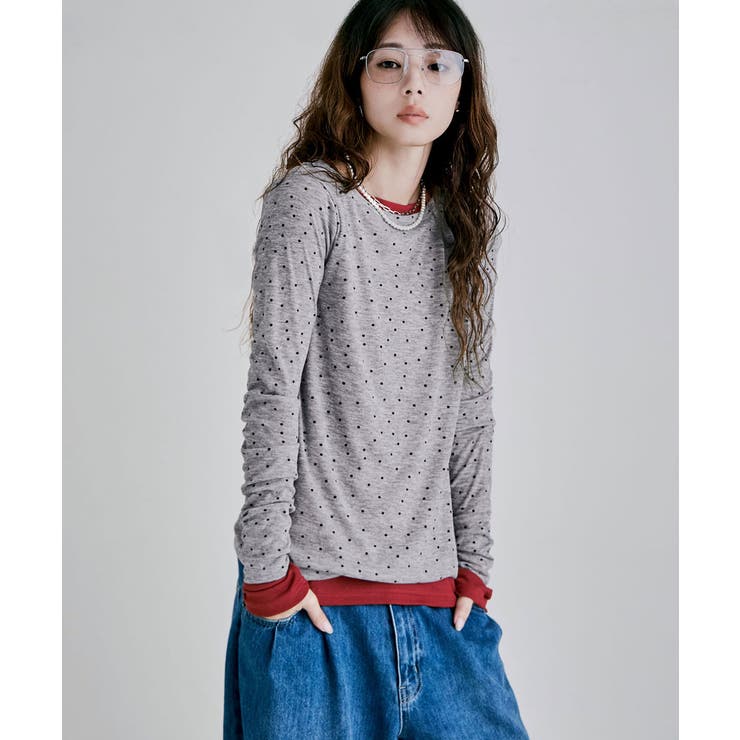 etoll エトル ドット柄ボートネックトップス | Fashion Letter | 詳細画像3 