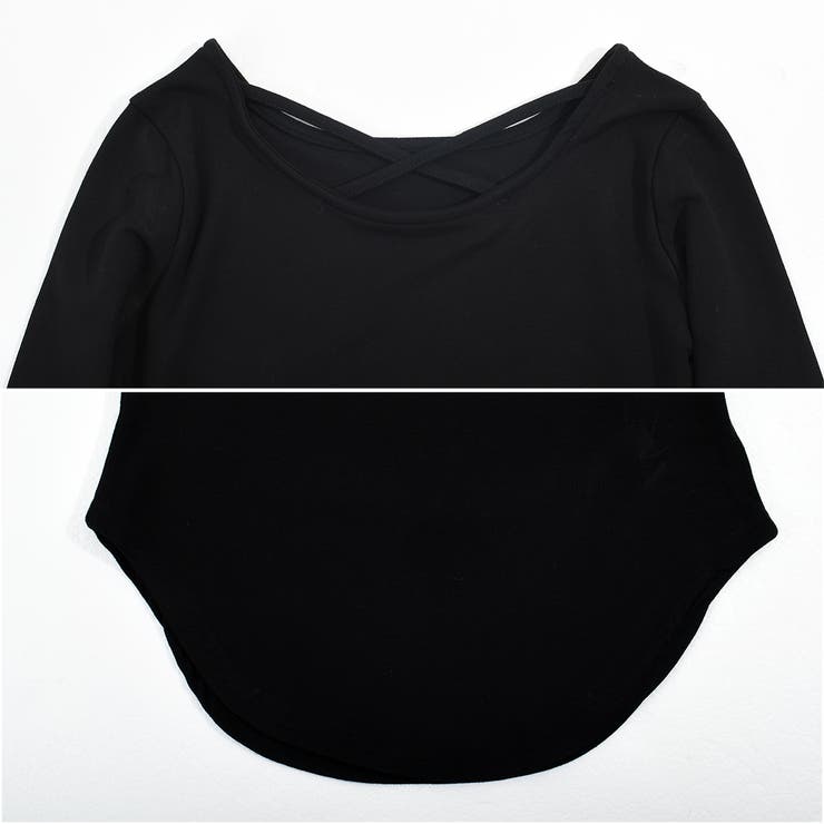 フロントクロスショート丈Tシャツ クロスネック トップス 春 春