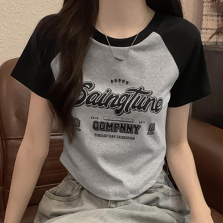 ラグランロゴニットTシャツ サマーニット 半袖