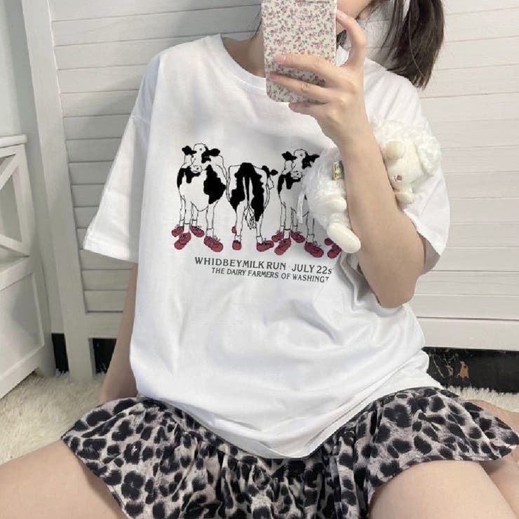 牛プリントtシャツpop可愛いうしイラスト夏 韓国ファッショントップス 品番 Fm Felt Maglietta フェルトマリエッタ のレディースファッション通販 Shoplist ショップリスト