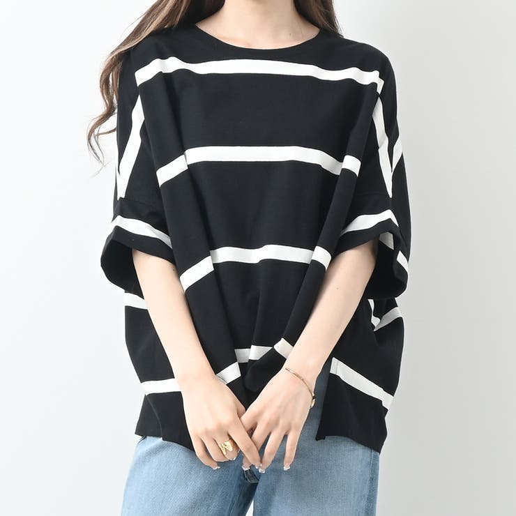 ワイドシルエットボーダーカットソー ゆったり カジュアル 体形カバー | Maria Trinity | 詳細画像9