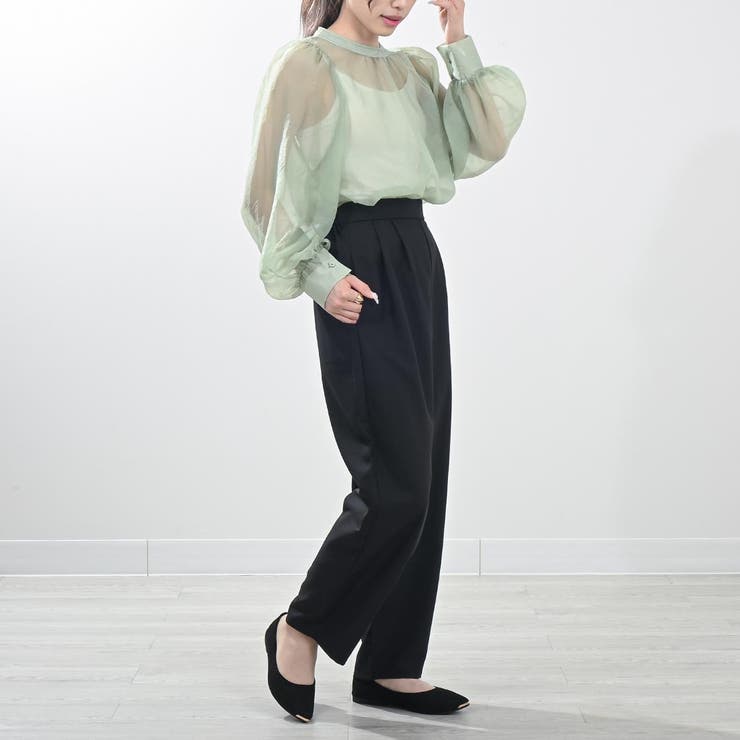ワイドテーパードパンツ きれいめ ツータック[品番：MARA0001000