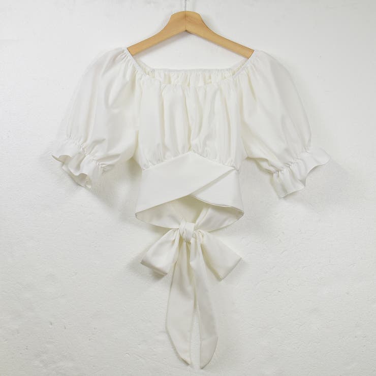 バックリボンオフショルブラウス ショート丈 オフショルダー リボン | Felt Maglietta | 詳細画像6 