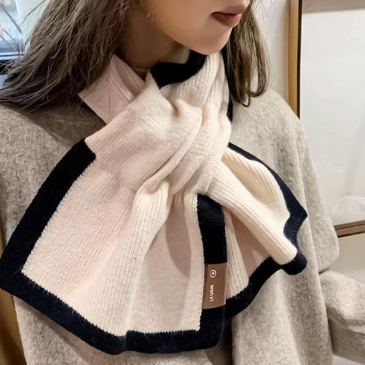 バイカラー配色ティペット マフラー レディース 秋 冬 秋冬[品番