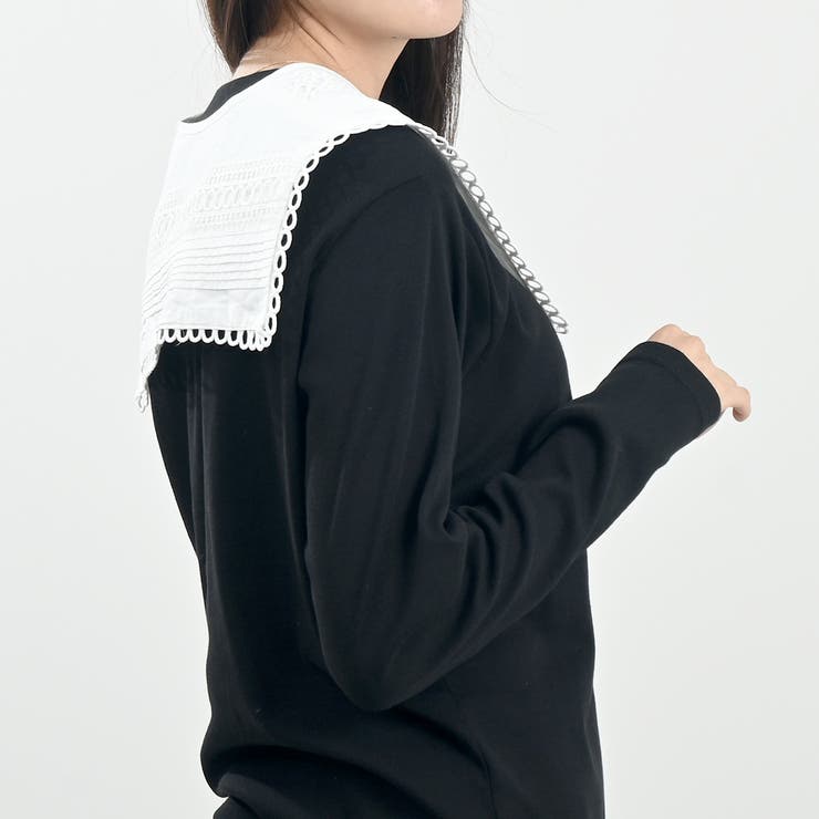 装飾レースつけ襟 重ね着風レイヤード セーラー 衿 つけえり つけエリ
