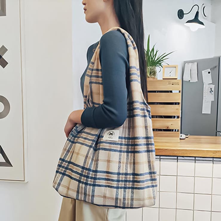 新品未使用　haag トートバッグ　エコバッグ　チェック AMBIDEX Store △○ギンガムチェック P刺繍エコバッグ(F マルチ90