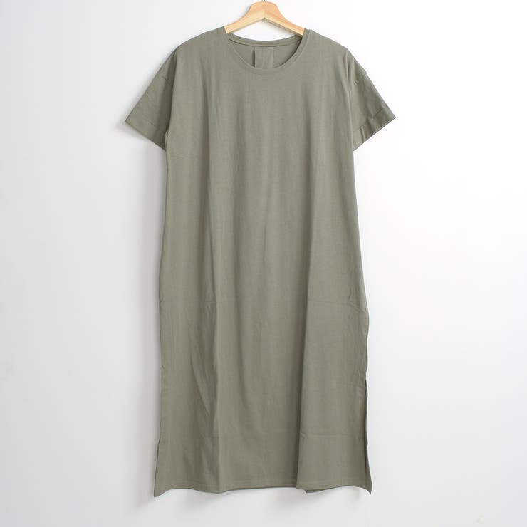 袖ロールアップ バックタック入りTシャツワンピース サイドスリットワンピース | Felt Maglietta | 詳細画像23 