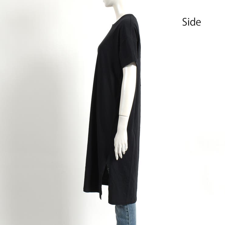 袖ロールアップ バックタック入りTシャツワンピース サイドスリットワンピース | Felt Maglietta | 詳細画像18 