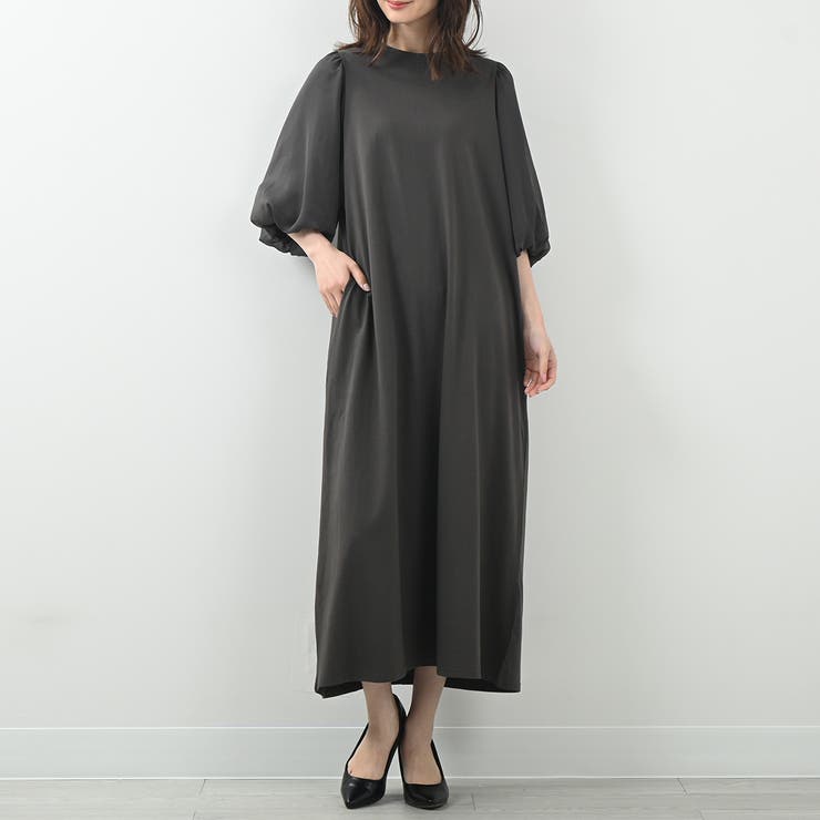 袖シフォンマキシワンピース ぽわん袖 ワンピース[品番：FM000006468