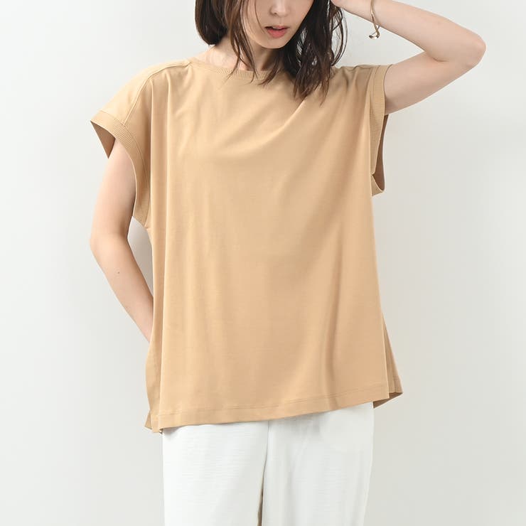 タン | しっとりとした滑らかなタッチTシャツ キレイ色展開 春 夏 リラクシー | Felt Maglietta