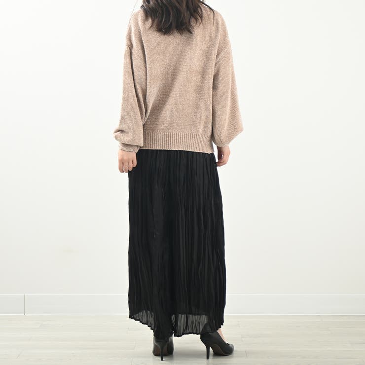 シャイニープリーツワイドパンツ シャイニー トレンド