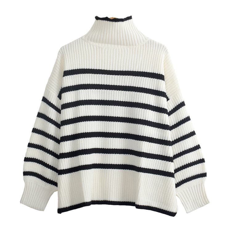マルニ ウール モックネック ボーダー ニット セーター 48 プル