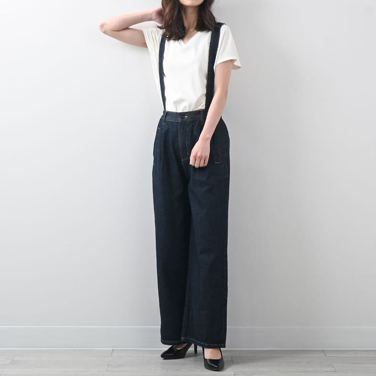 ISSEY MIYAKE プランテーション　サスペンダーワイドパンツサロペット サスペンダーデニムワイドパンツ オールシーズン サロペット[品番