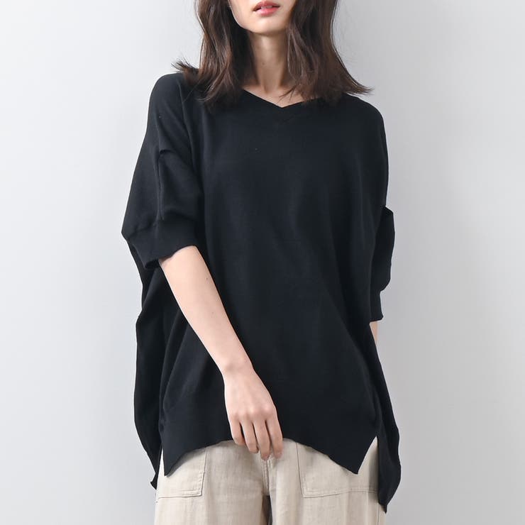 りえまま⭐️様　Vニット 楽天市場】ニット レディース コクーンコットンニット 無地 V