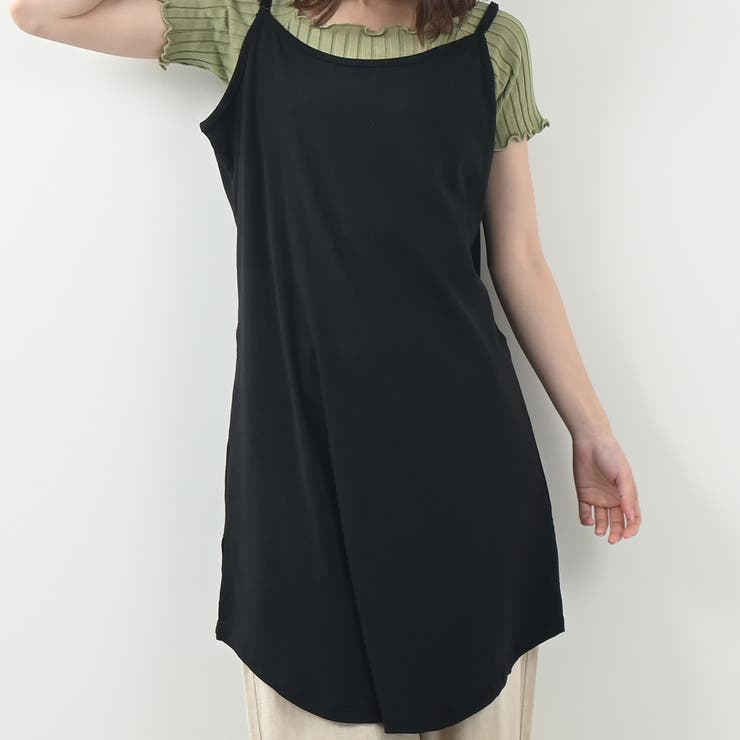 ブラック | レイヤードカットキャミソール 大きいサイズ 上品 | Maria Trinity