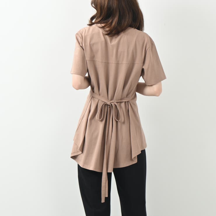 モカ | バックフレアーカットソー コットン100 チュニック フェミニン リボン | Maria Trinity