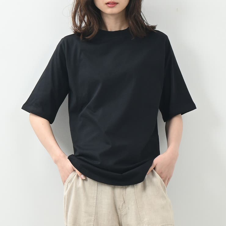 ブラック | プチハイネックTee 絶妙袖丈 すっきり上品 | Maria Trinity