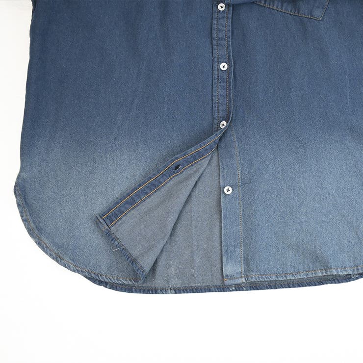 オーバーサイズロングスリーブデニムシャツ カジュアル ゆったり[品番