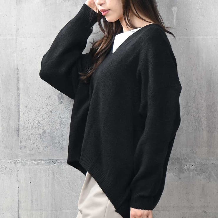 ディープVネックセーター レディース ニット[品番：FM000006696