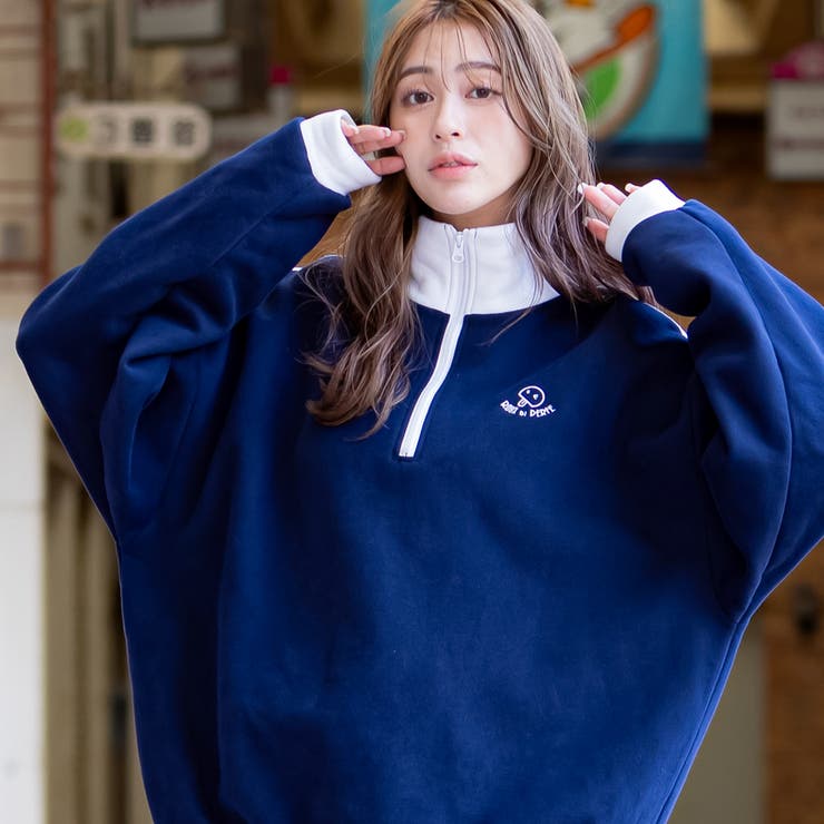 裏起毛ハーフジッププルオーバー トレーナー ビッグシルエット | Felt Maglietta | 詳細画像3 