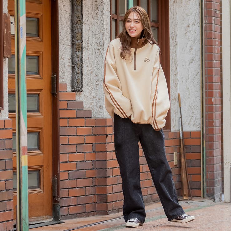 裏起毛ハーフジッププルオーバー トレーナー ビッグシルエット | Felt Maglietta | 詳細画像9 