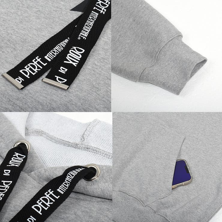 フロントベーマークロゴ紐フードパーカー ビッグシルエット プルオーバー | Felt Maglietta | 詳細画像14 