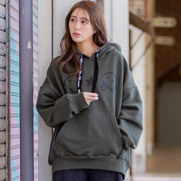 フロントベーマークロゴ紐フードパーカー ビッグシルエット プルオーバー | Felt Maglietta | 詳細画像3 