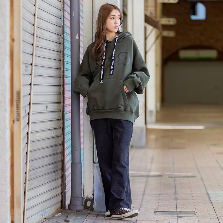 フロントベーマークロゴ紐フードパーカー ビッグシルエット プルオーバー | Felt Maglietta | 詳細画像4 