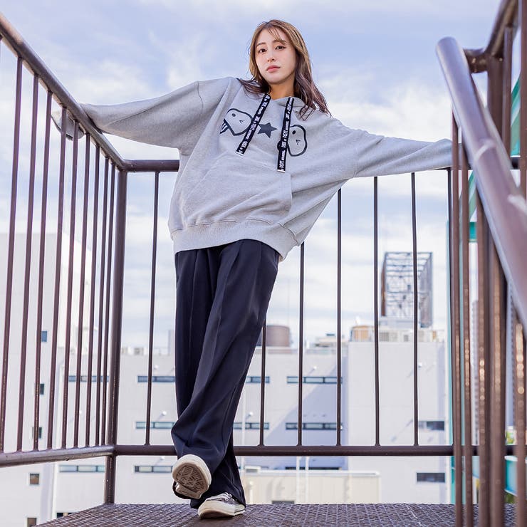 フロントベーマークロゴ紐フードパーカー ビッグシルエット プルオーバー | Felt Maglietta | 詳細画像5 